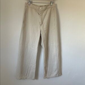 Cream Wide-Leg Pants